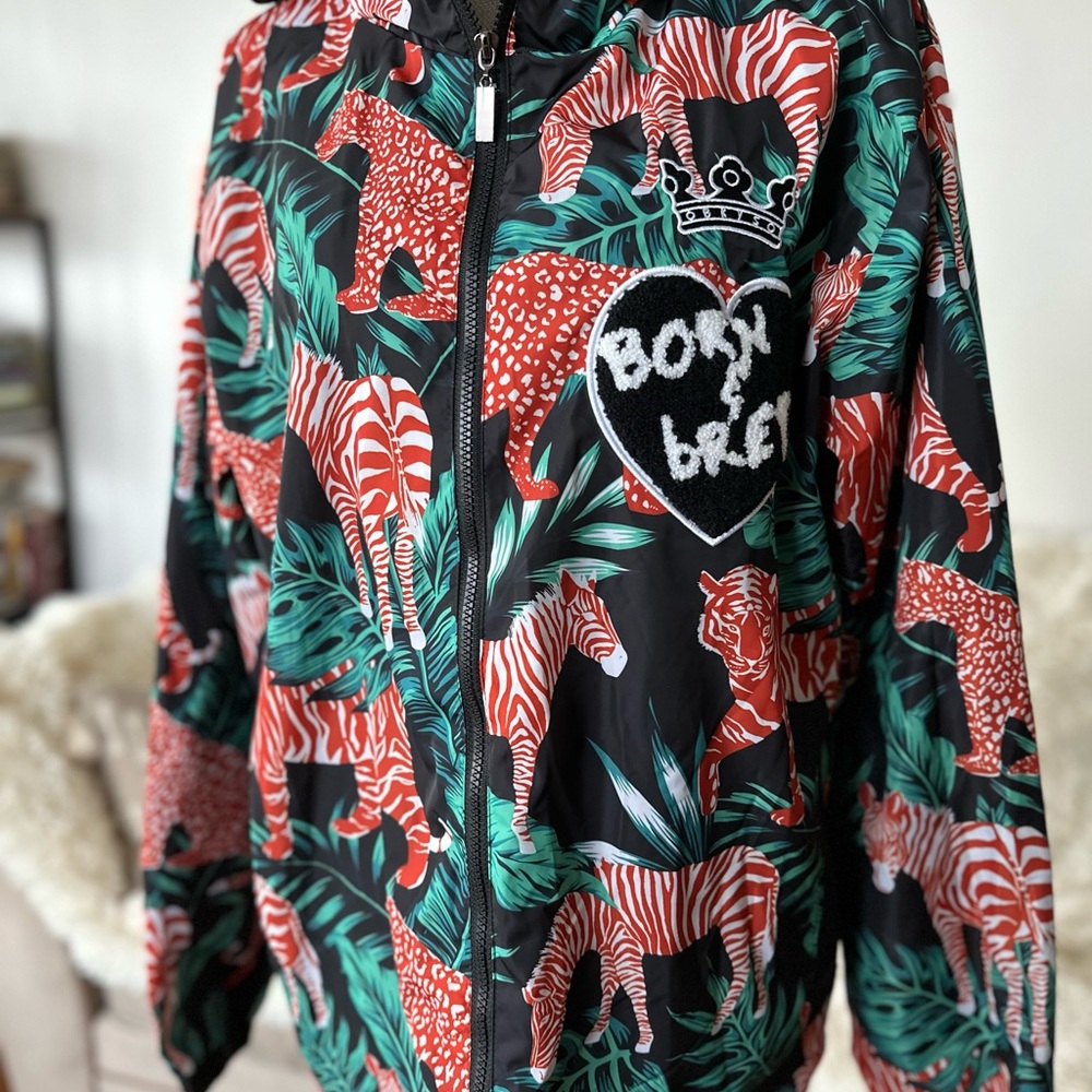 Tropical Animal Print Rain Jacket